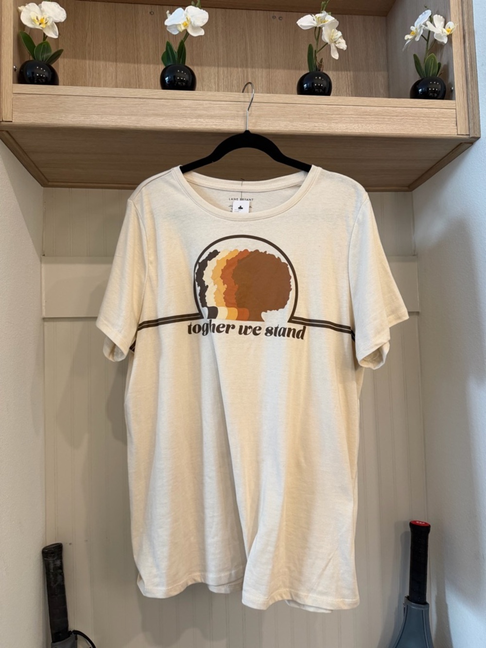 Lane Bryant Cream Graphic Tee with Retro Sunburst